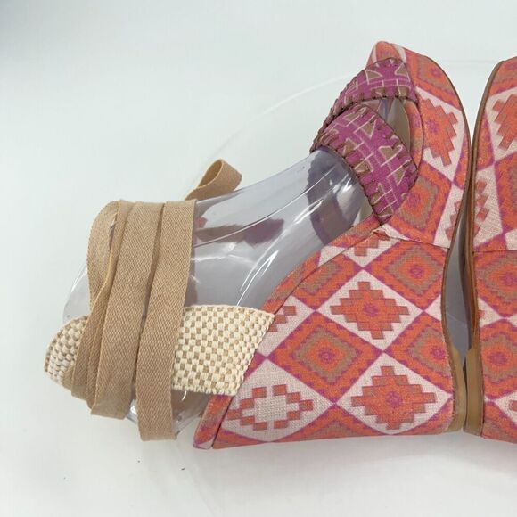 Theodora & Callum Stuart Weitzman Platform Espadrille Wedge Sandal Pink Size 10 - Picture 3 of 16